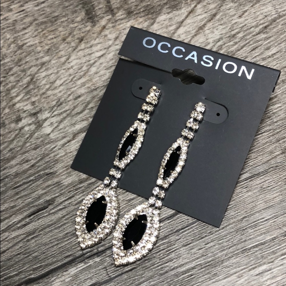 Black rhinestone earrings new bridal